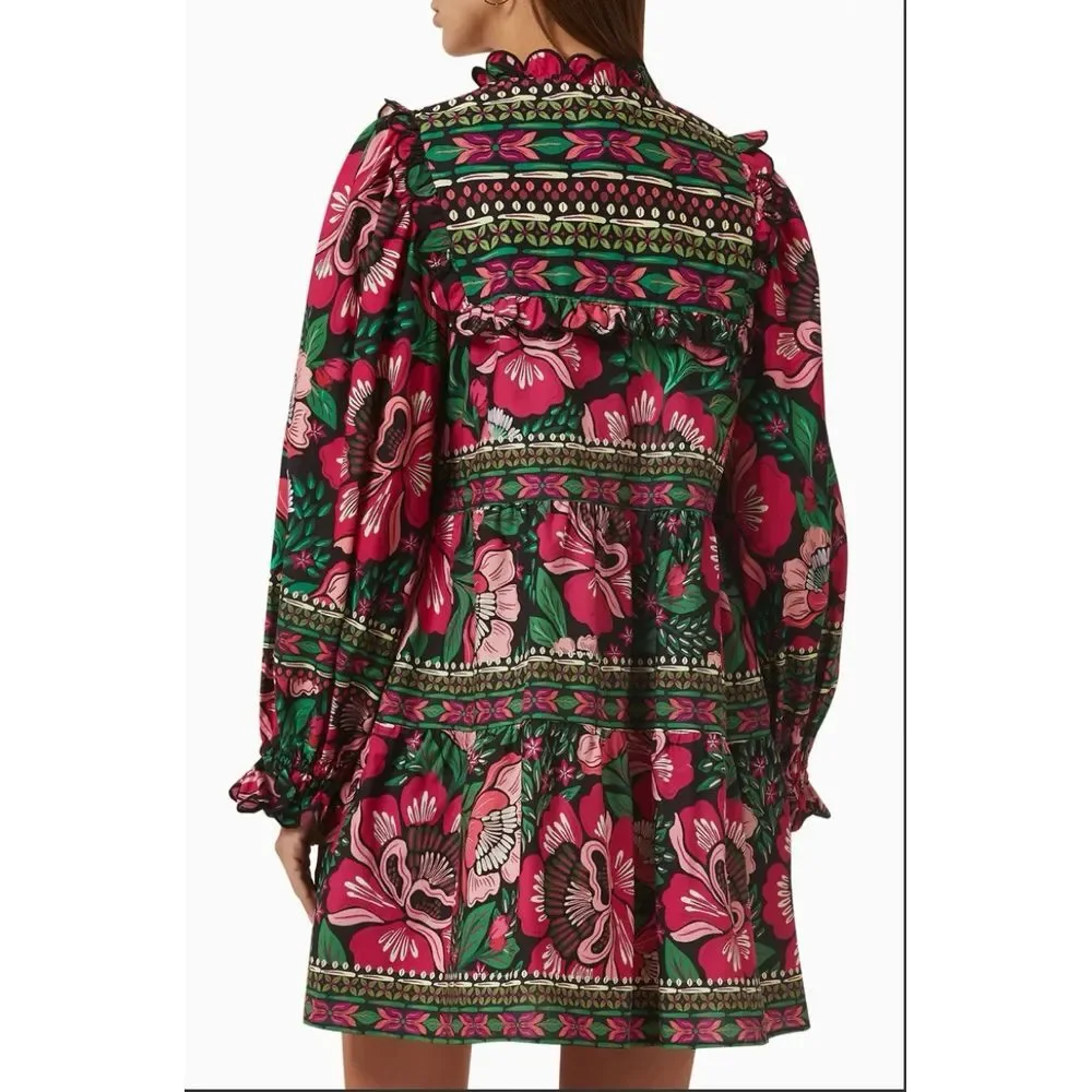 Farm Rio XS‎ Flower Garden Mini Dress in Organic-cotton